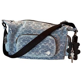 Bolsa de Ombro Coach Monogram Denim Azul Azul claro