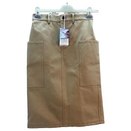Gonna Midi Gucci in Cotone Drill Pesante Beige