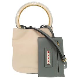Marni Panier SCMP001801 Bolsa Bucket 2-Way Bege Verde