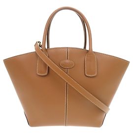 Tod's Logo Leather Brown 2-Way Handbag Brown
