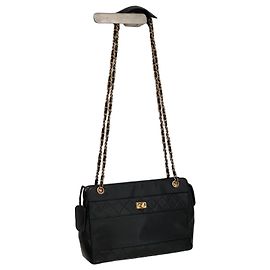 Chanel black quilted leather shoulder bag Black