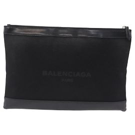 Balenciaga Navy Zip Canvas and Leather Large Black