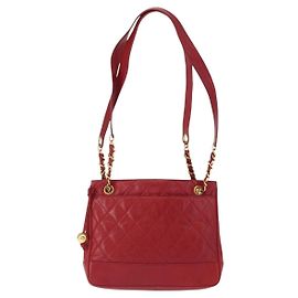 Chanel Vintage Slit Pocket Quilted Lambskin Medium Rosso
