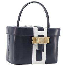 Céline Sac à main CELINE en cuir Navy Gold Auth ep16387A Doré Bleu Marine