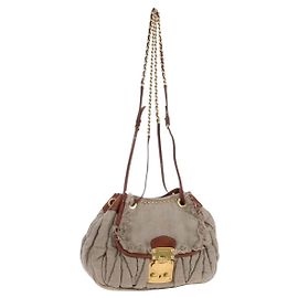 Sac à épaule Miu Miu Linen Beige Gold Auth 167687M Beige Doré