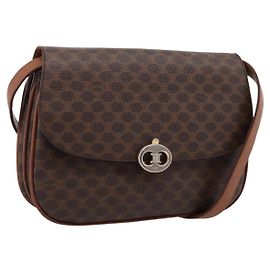 Céline Bolso de hombro CELINE Macadam Canvas PVC Leather Brown Gold Auth bs37670 Castaño Dorado