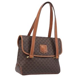Céline CELINE Macadam Shoulder Bag PVC Brown Gold Tone Auth mr3108A Brown Other
