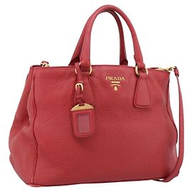 Borsa a mano PRADA in pelle 2way Rossa Oro Auth 209282A Rosso D'oro