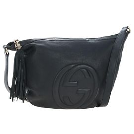 Borsa a tracolla GUCCI Soho in pelle nera e oro 295175 Auth 207456V Nero D'oro