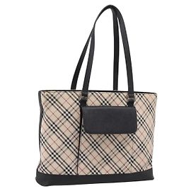 Borsa Tote BURBERRY Nova Check Canvas Beige Silver Auth bs37660 Argento Beige