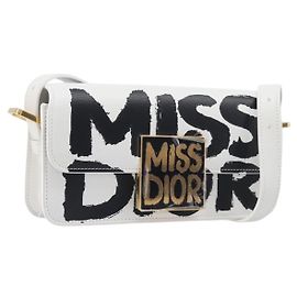 Sac à épaule Christian Dior Miss Dior en cuir Blanc Or Auth ka6568SAM Blanc Doré
