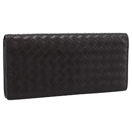 Bottega Veneta INTRECCIATO Long Wallet Leather Brown Auth 207494V Brown