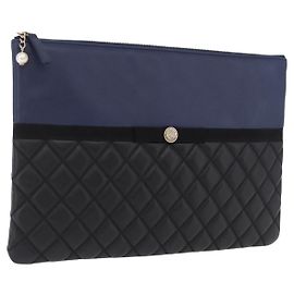 Borsa a pochette CHANEL Matelasse in pelle d'agnello nera e oro CC Auth bs37664 Nero D'oro
