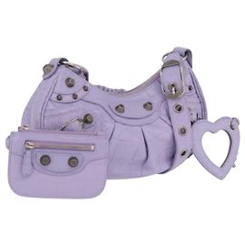 Borsa a tracolla Balenciaga le cagoule in pelle viola argento 671309 Auth ka6589M Argento Porpora