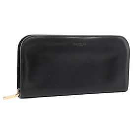 Autre Marque Carteira longa Saint Laurent em couro preto e ouro Auth bs37677 Preto Dourado