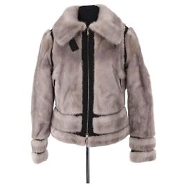 Yves Saint Laurent Grey Fur Coat Grey