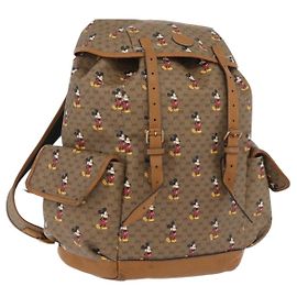 Bolsa GUCCI Micro GG Supreme GUCCIxDisney PVC Beige Gold 603898 Auth LN145 Bege Dourado