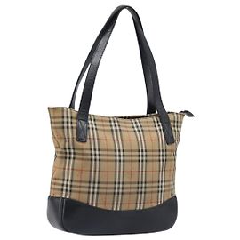 Borsa a Tracolla Burberrys Nova Check Canvas Beige Tono Oro Auth 208861A Beige Altro