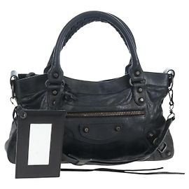 Bolso Balenciaga The First de piel 2way Negro 103208 Auth am12679V Negro