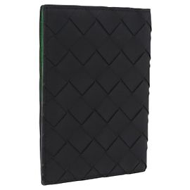Bottega Veneta INTRECCIATO Passport Case Leather Black Green Auth am12830M Black Green