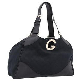 GUCCI GG Canvas Tote Bag Black Gold 223972 Auth BA15960V Black Golden