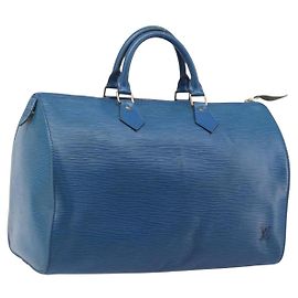 Sac à main LOUIS VUITTON Epi Speedy 35 Toledo Blue M42995 LV Auth ep16379A Bleu