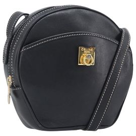 Céline Borsa a tracolla CELINE in pelle nera e oro Auth ka6592 Nero D'oro