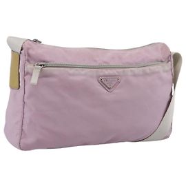 PRADA Schultertasche Nylon Pink Silver Auth hk4231 Silber Pink