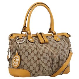 GUCCI GG Canvas Handtasche 2way Beige Gold 247902 Auth ep16354 Beige Golden