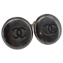 Orecchini CHANEL metallo Silver CC Auth bs37616 Argento