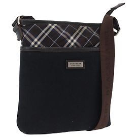 Borsa a tracolla BURBERRY Black Label Canvas Navy Silver Auth bs37549 Argento Blu navy