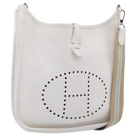 Hermès Borsa a tracolla HERMES Evelyn 1GM Togo White Silver Auth ka6646V Argento Bianco