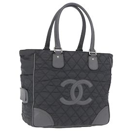 Borsa Tote CHANEL Paris New York Line Matelasse Nylon Grigio Argento CC Auth bs37569V Marrone Argento