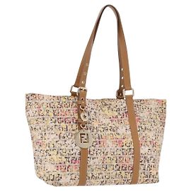 Sac cabas FENDI Zucchino Canvas Multicolor Gold 8BH215 Auth 208580V Multicolore Doré