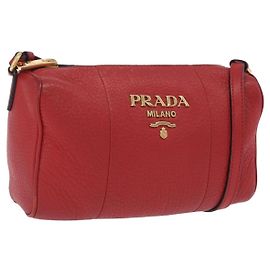 Borsa a Tracolla PRADA Pelle Rossa Oro Auth 209262A Rosso D'oro