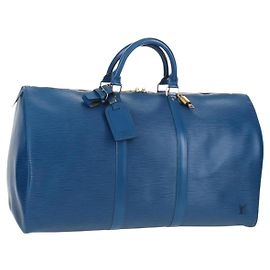 LOUIS VUITTON Epi Keepall 50 Boston Bag Blue M42965 LV Auth am12687V Blau