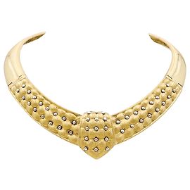 Autre Marque Plastron-Halskette, gestepptes Motiv, Gelbgold. Andere