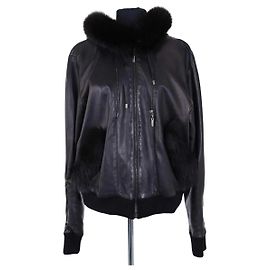 John Galliano Lederjacke Schwarz Schwarz