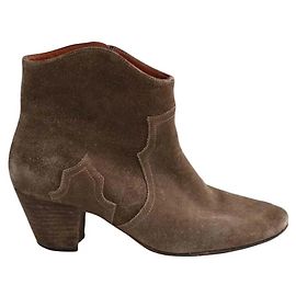 Isabel Marant Khaki Deerskin Ankle Boots Size 40 Khaki