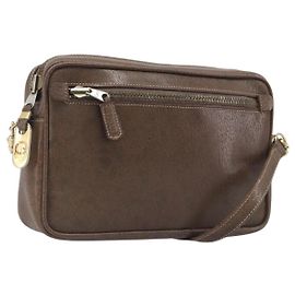 Bolsa de ombro GUCCI em couro marrom e dourado autêntica ep16333 Marrom Dourado
