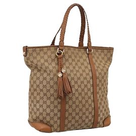 Borsa Tote GUCCI GG Canvas Beige Gold 257031 Auth ep16406 Beige D'oro