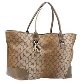 Borsa Tote GUCCI GG Canvas Beige Oro 269956 Auth BA16448 Beige D'oro