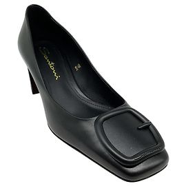 Escarpins Santoni en cuir noir avec boucle Hasmig Noir