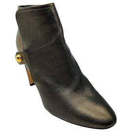 Jimmy Choo Bronze Metallic Grained Leather Ankle Booties Metallic
