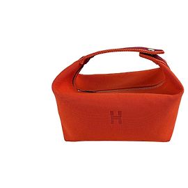 Hermès Trousse de Toilette Bride GM Wool Beauty Case Orange Orange