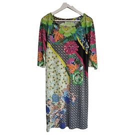 Etro Milano Midikleid mit mehrfarbigem Blumenprint Braun Schwarz Pink Weiß Blau Mehrfarben Grün Orange Gelb