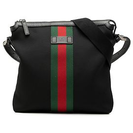 Black Gucci GG Techno Canvas Web Messenger Bag Black
