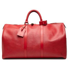 Red Louis Vuitton Epi Keepall 50 Travel Bag Red
