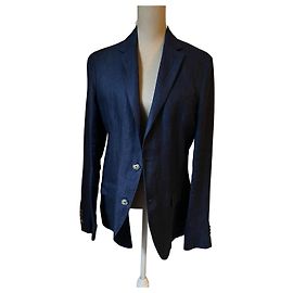 Autre Marque Blazer in lino blu navy Blu