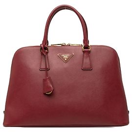 Red Prada Large Saffiano Lux Promenade Satchel Red